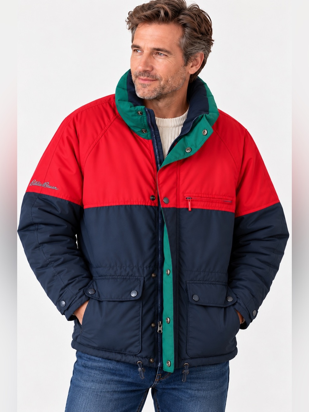 VINTAGE 80s/90s Eddie Bauer Premium Goose Down Parka — Colorblock